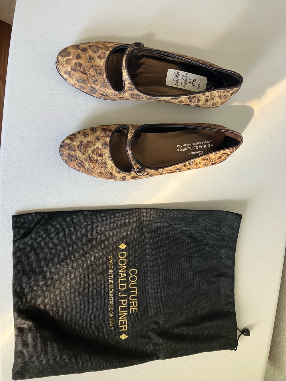 Donald Pliner Woven Leopard Print Mary Jane Flats - Picture 2 of 13